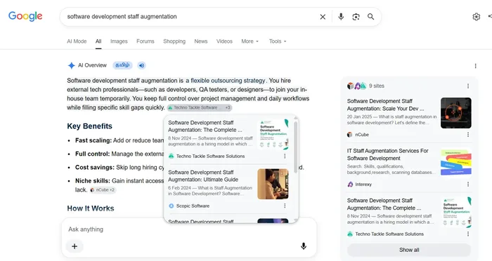 Software Development staff augmentation Google AI overview Citation