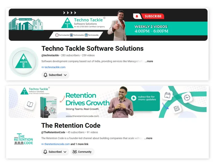 Techno Tackle and The Retention Code YouTube Channels