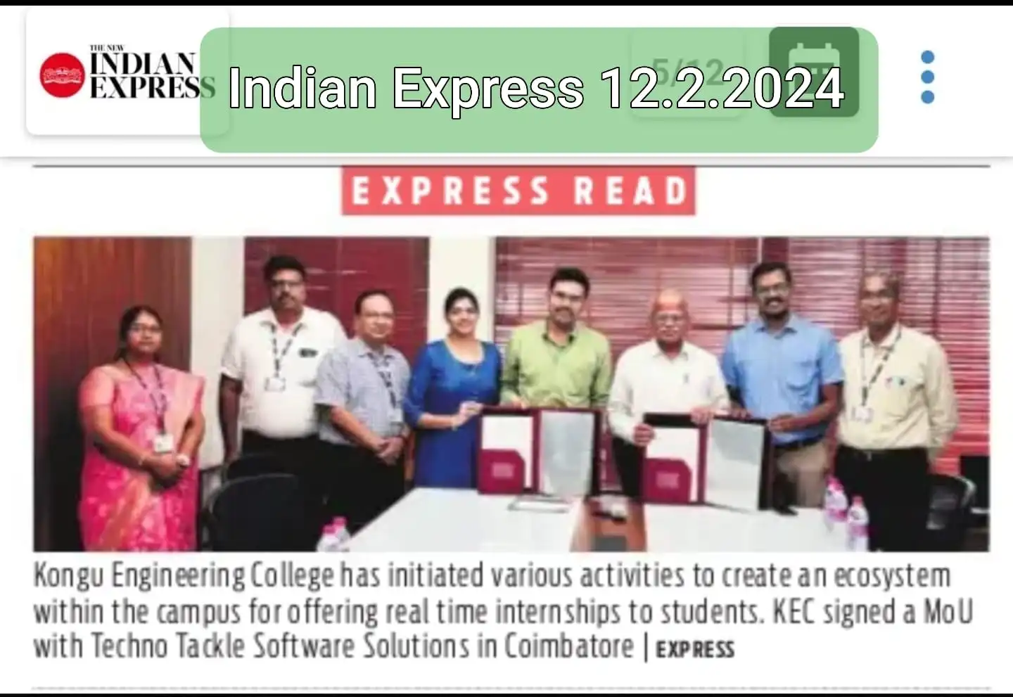 MOU signed with Kongu Engg. College