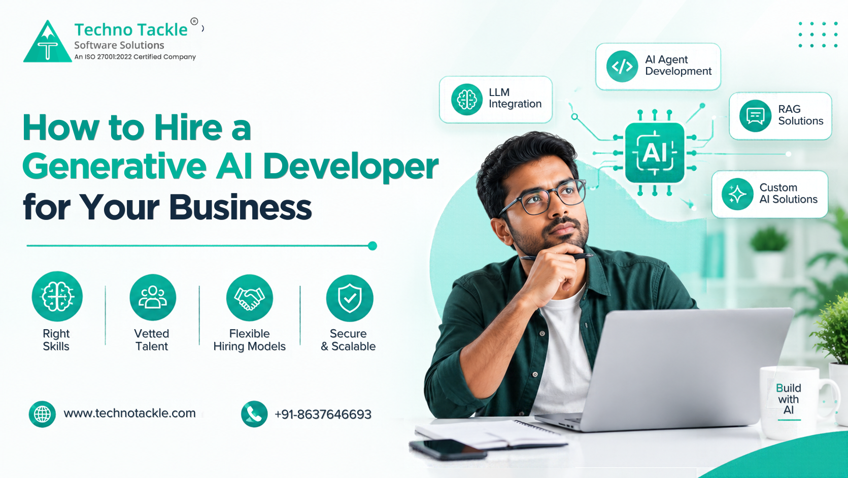 Business leader reviewing a checklist to hire generative AI developers