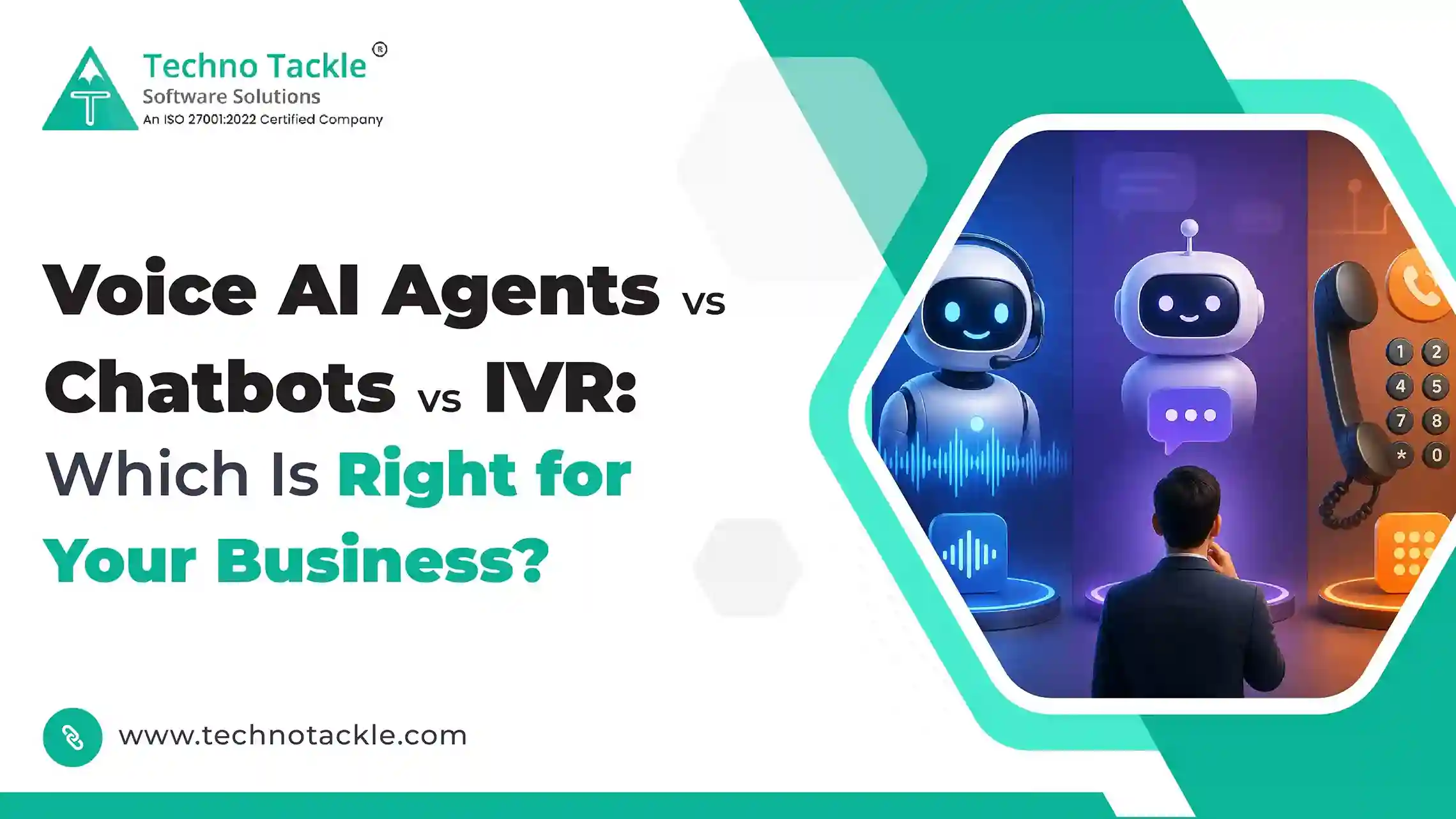 Voice AI agents vs chatbots vs IVR comparison chart showing resolution rates and handle time for business customer support
